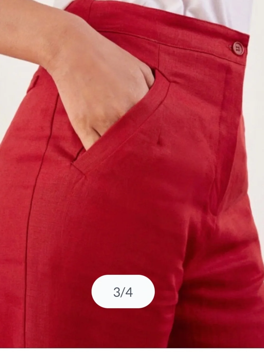 Reformation Women’s Size 2 Red High-Waisted Linen Wide-Leg Pants